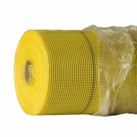 Стеклотканевая фасадная сетка, размер ячейки 5х5мм, 100см х 20м (желтая)